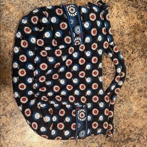Vera Bradley Black Floral Mini Bag with Blue and Red Accents
